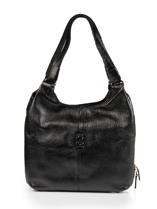 Boxer Leder Damentasche Schultertasche Schwarz