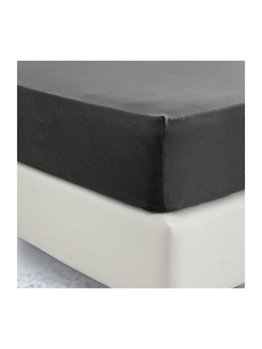 La Luna Sheet for Single Bed with Elastic 100x200+40cm. Black