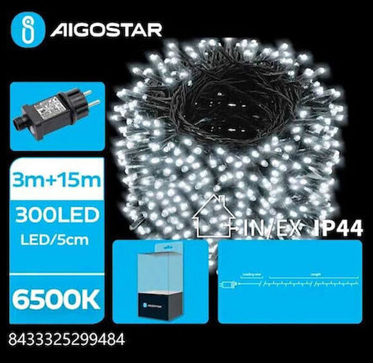 300 Светлини LED 15m. Хладен бял На батерия тип Лента 1бр