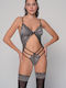 Milena by Paris Sexy Κορμάκι με Δαντέλα Ασημί