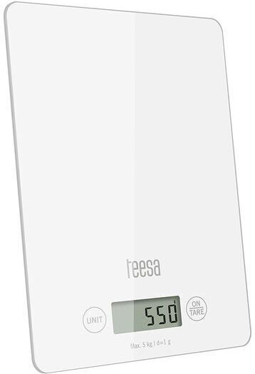 Ultra Slim Kitchen Scale White Glass Lcd Display 5g-5kg 1xcr2032 1g Precision