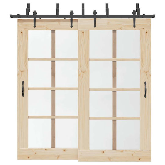 vidaXL Schiebetürmechanismus Für Türknaufe 213.5cm Schwarze