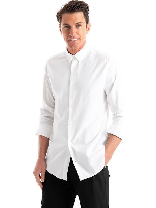 Jack & Jones Μακρυμάνικo Βαμβακερό Πουκάμισο White