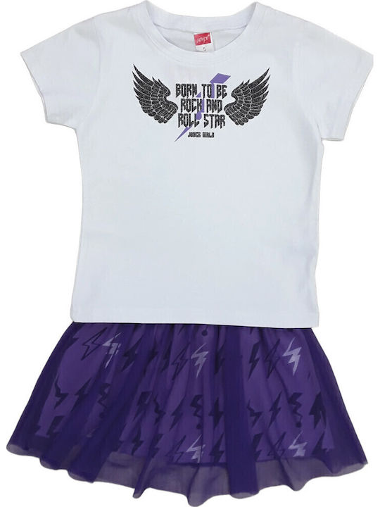 Joyce Παιδικό Σετ με Φούστα White Purple Rock And Roll Star 2τμχ