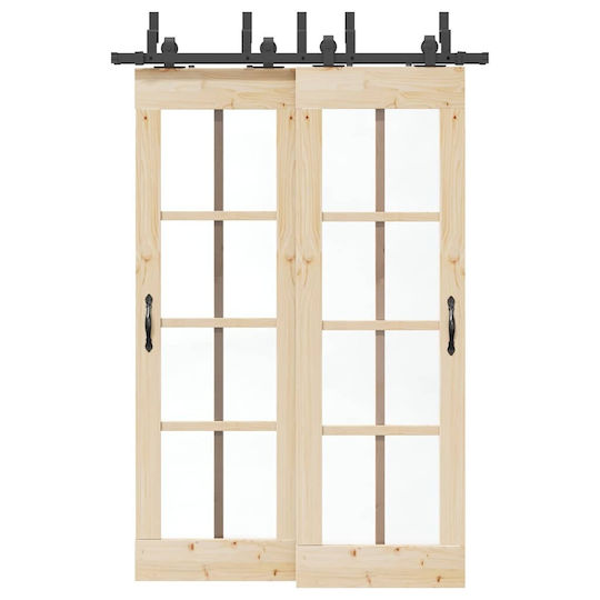 vidaXL Sliding Door Mechanism for Middle Door 152.5cm Black