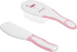 Akuku Baby Brush & Comb Flamingo 2 Pieces