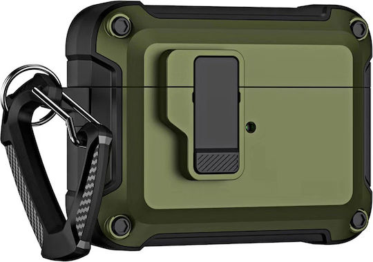 Hurtel Case Case Silicone with Hook in Green color for Apple AirPods 4
