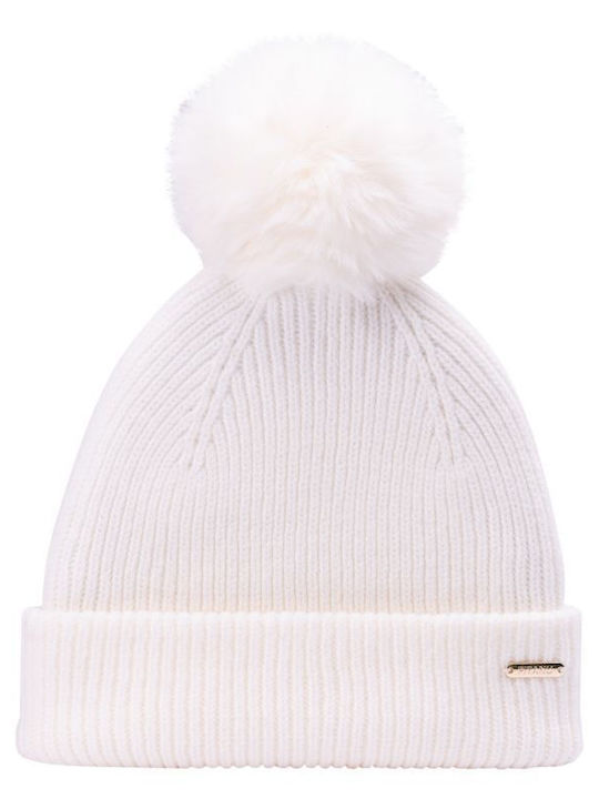 Pom Pom Beanie Unisex Beanie Gestrickt in Weiß Farbe