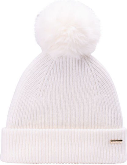 Pom Pom Beanie Unisex Beanie Gestrickt in Weiß Farbe
