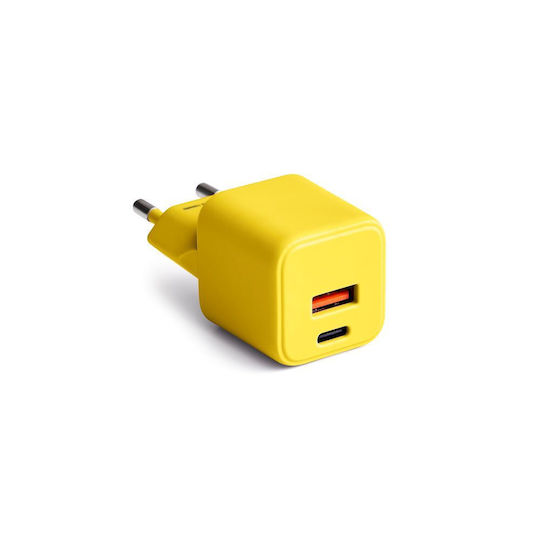 Colorum Φορτιστής με Ενσωματωμένο Καλώδιο 30W Power Delivery Κίτρινος (GSM178774)