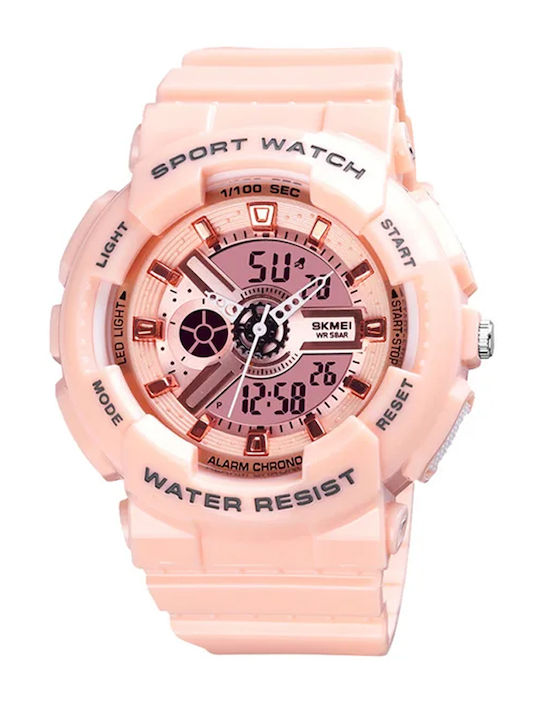 Skmei Women's Watch Chronograph with Pink Rubber Strap