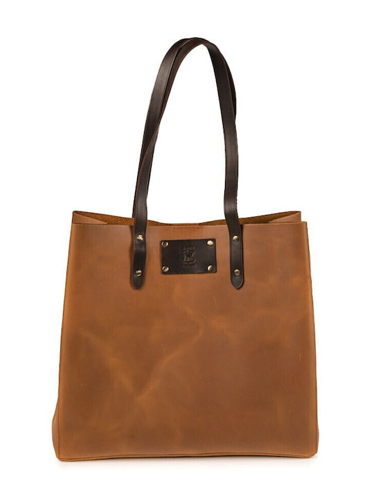 Boxer Leder Damen Shopper Tasche Tabac