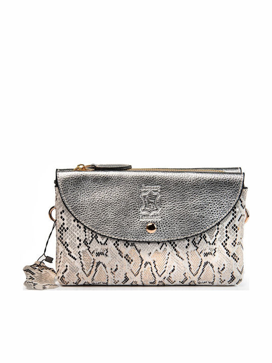 Boxer Leder Damen Handtasche Schulter Silber