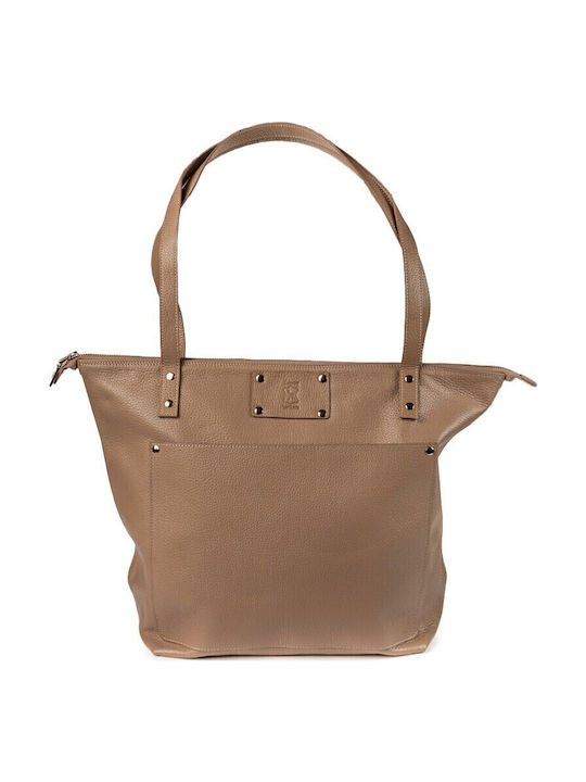 Boxer Leder Damen Shopper Tasche Braun