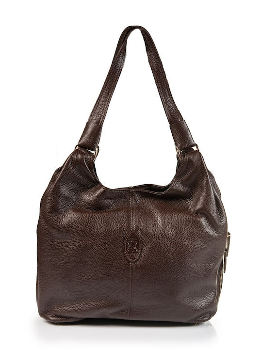 Boxer Leder Damentasche Schultertasche Braun