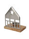 Christmas Decorative House Mango Wood Tealight Holder Silver 13x8x19cm