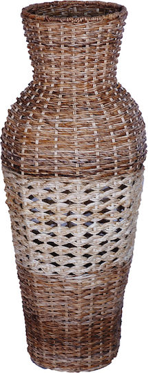 Inart Βάζο Δαπέδου Rattan Valeni Καφέ Φ40xΥ100cm