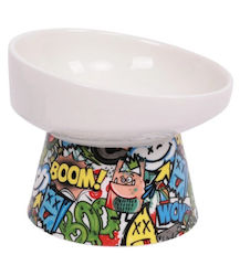 Ceramic Dog & Cat Bowl M-pets Urban Style Tilt'd Raised 250ml Multicolor Ceramic Dog & Cat Bowl M-pets Urban Style Tilt'd Raised 250ml Multicolor