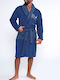 Muydemi Bathrobe with Collar in Blue Color
