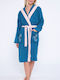 Muydemi Bathrobe with Collar in Blue Color