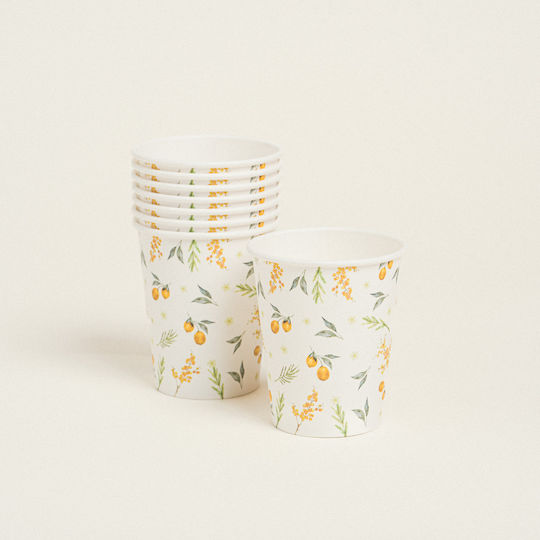 Beauty Home Ποτήρι μιας Χρήσης Χάρτινo Κίτρινο 255ml 8τμχ