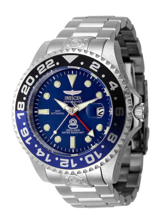 Invicta Grand Diver Ανδρικό Ρολόι 47mm Αυτόματο με Ασημί Μεταλλικό