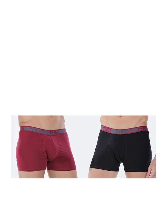 MEI Ανδρικά Μποξεράκια Μαύρο/βυσσινί 2Pack