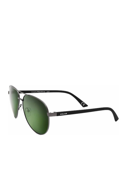 Polar Unisex Sonnenbrille mit Gray Metall Gestell und Grün Polarisiert Linse P760-048