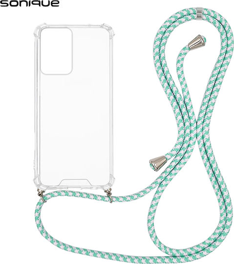 Sonique Armor прозрачен силиконов калъф с връзка за Motorola Moto G35 5G Rainbow Mint
