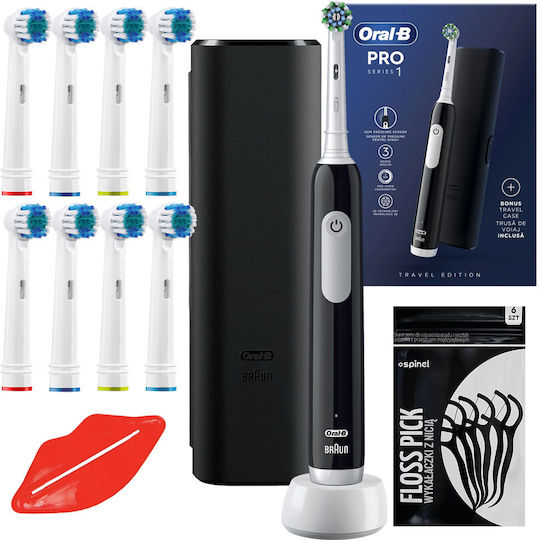 Oral-B Pro Series 1 Ηλεκτρική Οδοντόβουρτσα με Αισθητήρα Πίεσης και Θήκη Ταξιδίου Μαύρη