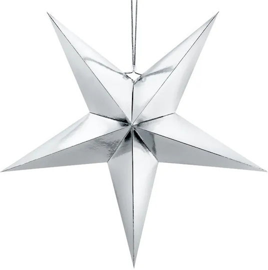 PartyDeco Weihnachtlicher Dekorativer Stern Kunststoff Silber 1Stück