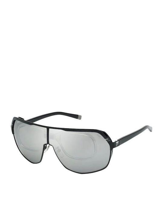 FILA Men's Sunglasses with Black Metal Frame and Silver Mirror Lens FI125 530X