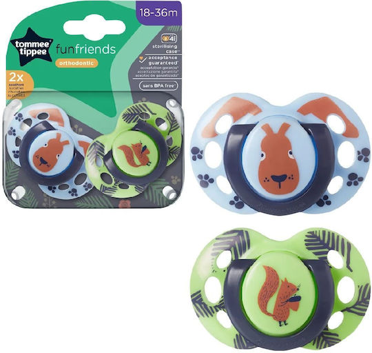 Tommee Tippee Fun Πιπίλες Σιλικόνης Blue & Green για 18-36 μηνών 2τμχ