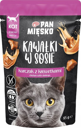 Pan Miesko Wet Food for Adult Cats in Pouches with Chicken Gluten-Free 85gr