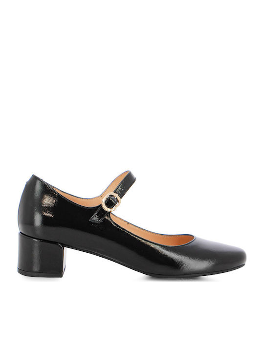 Leder Pumps mit flachem Absatz Schwarz