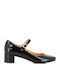 Leder Pumps mit flachem Absatz Schwarz