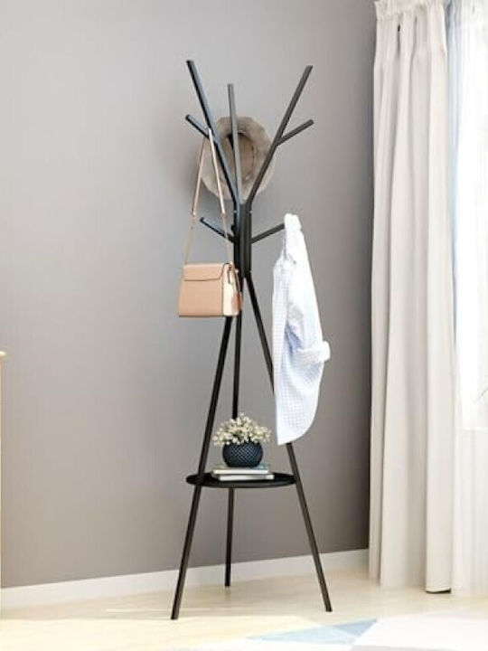 Viosarp Metallic Coat Rack Black 40x40x180cm