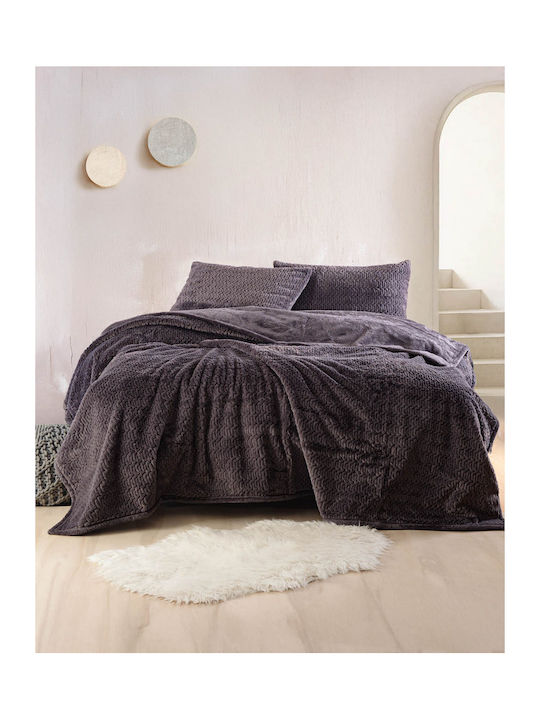 Rythmos Bliss Κουβέρτα Fleece Υπέρδιπλη 220x240εκ. Grey