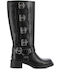 Leder Damenstiefel mit mittlerem Absatz Schwarz