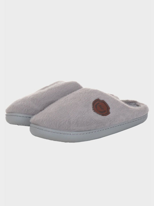 Men's Slipper Monochrome Fluffy Look Grey