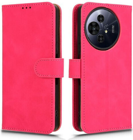 Калъф тип портфейл с поставка, кожен вид за TCL 50 Nxtpaper 5G, цвят фуксия