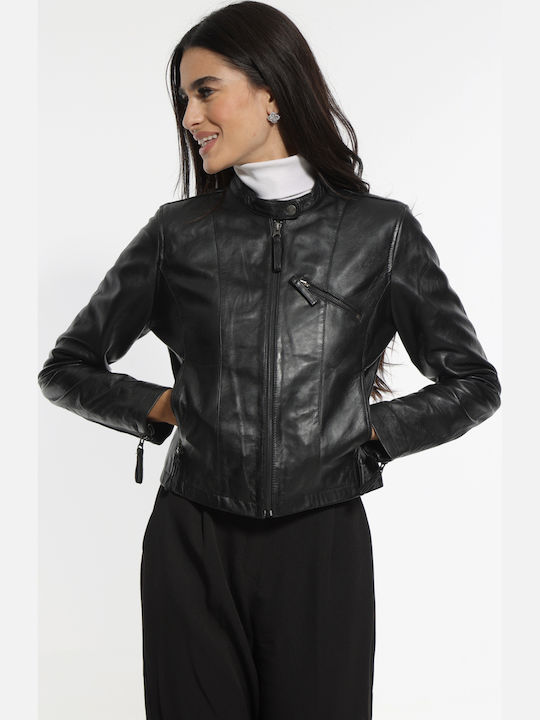 Newton Leather Crop Δερμάτινο Γυναικείο Μπουφάν...