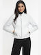 Women's Crop Lifestyle Leather Jacket for Winter White