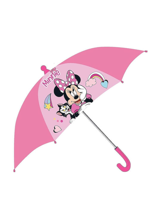 Disney Kids Curved Handle Umbrella Minnie with Diameter 70cm Pink