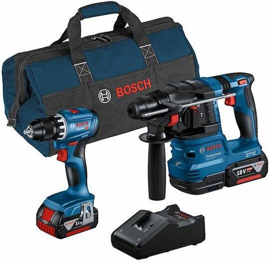 Bosch GSR Σετ Δραπανοκατσάβιδο & Σκαπτικό Brushless 18V με 2 Μπαταρίες 4Ah και Θήκη