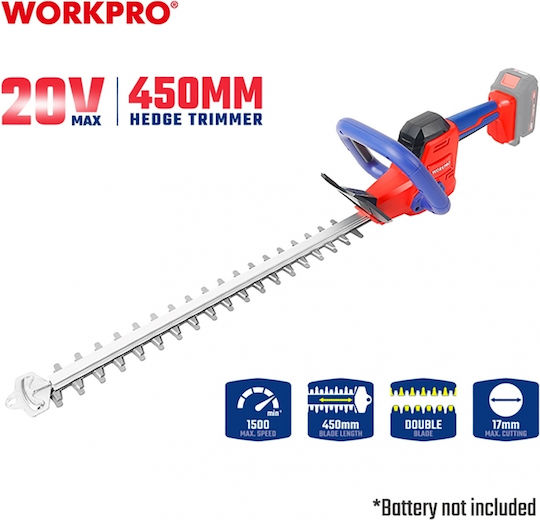 WorkPro Solo Hedge Trimmer Battery 20V with Blade 45cm WP391613