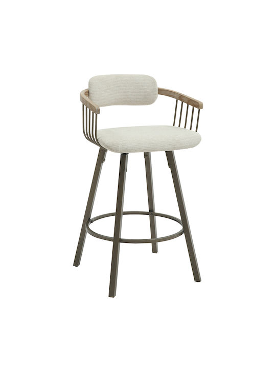 Stool Bar with Backrest Upholstered with Fabric...