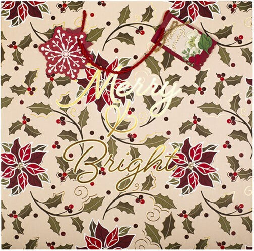 Tri-Coastal Design Merry Bright Коледна Чанта За Подарък Бежова