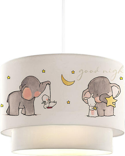 GloboStar Kids Fabric Single Ceiling Light E27 Elephant Gray 30x70cm