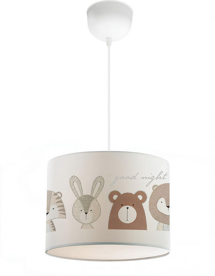 GloboStar Bear Einfaches Licht Kinderdeckenleuchte Deckenleuchte mit Fassung E27 Weiß 24x70cm